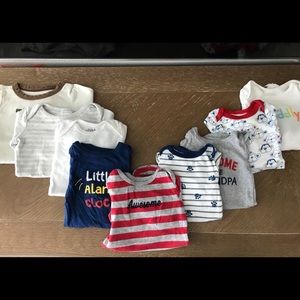 Lot of 9 Baby Boy Long Sleeved Onesies